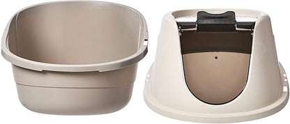 Amazon Basics No-Mess Hooded Enclosed Cat Litter Box with Odor Control and Swinging Door, Large, 24" x 18" x 17", Multicolor