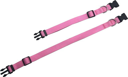 Adjustable Nylon Dog Collar, pet Collar 1 Inch 3/4 Inch 5/8 Inch Wide, for Large Medium Small Dogs (M(3/4" x 14-21"), Pink)