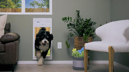 Power Pet Automatic ROLL UP Door by High Tech Pet Brand - Motorized Panel Rolls Up - Pet Operated - Remote App Control - 24/7 Exit & Entry Timers (Medium, Door Mount)