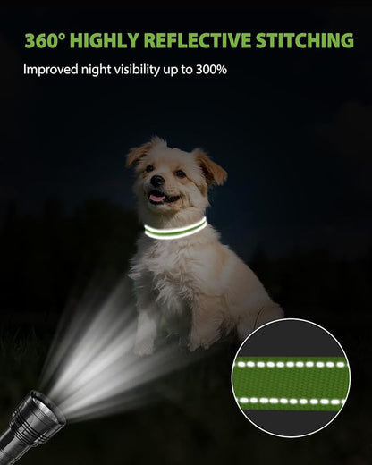 Joytale Small Dog Collar, Reflective and Adjustable Nylon Collar with Quick-Release Buckle, Lightweight No-Choke Design for Small Dogs, Green, 3/4" Width