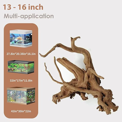 Jorewood Natural Large Spiderwood Driftwood for Aquarium Decor Rptile Fish Tank Decoration Assort Branch 13-16'' Pack of 1