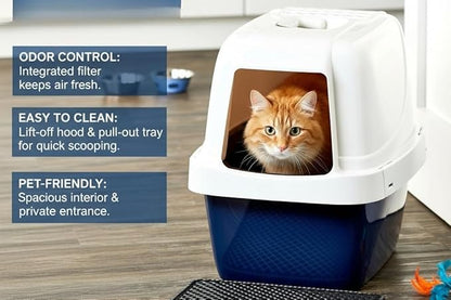 Large sifting Hooded Enclosed cat Litter Box, semi-Closed pet Litter Container with sifting Tray
