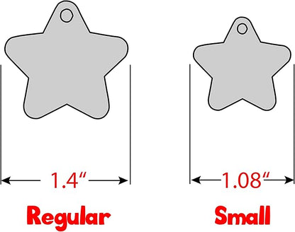 Personalized Dog Tag with 5 Lines of Custom Deep Engraved Durable Stainless Steel Pet ID Name Tag Designer Regular Size Star