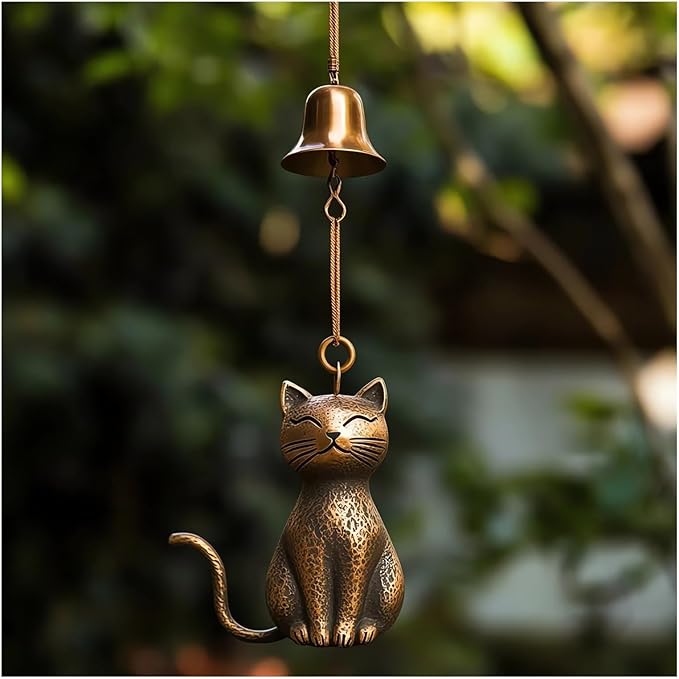 Cat Wind Chime 2025 New Unique Cat Garden Decor Outdoor Cat Statue Themed Gifts Wind Chimes for Cat Lovers Women Hanging Memorial Ornaments Windchimes Bell Outside Yard Home Porch Decorations (C1)