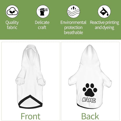 Custom Dog Hoodie Soft & Warm Design Your Own Personalized Photo Text Logo Name Dog Clothes for Puppy Sweatshirt Hooded for Small Medium Large Dogs Girl/Boy Cats White