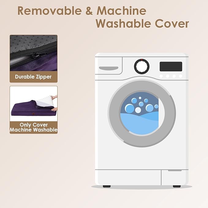 EHEYCIGA Orthopedic XXL Dog Beds for Jumbo Dogs with Removable Washable Cover for Crate, Purple, 47x29