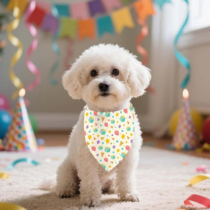 Birthday Dog Bandanas, Double Side Reversible Large Pet Bandanas, Celebration Adjustable Triangle Holiday Scarves for Dogs Girl Boy Pets