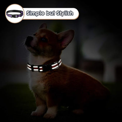 Weewooday 3 Pieces Reflective Dog Collar Nylon Adjustable Quick Release Pet Collars for Dogs(Small)