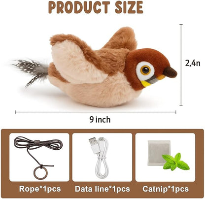 Flappy Flying Bird Cat Toy – Interactive Flapping & Chirping Bird Toy for Cats (Not Flying), Indoor Cat Toy for Exercise & Play, Durable Chew Toy for Bored Cats, Catnip Toy for Kitten or Small Dogs