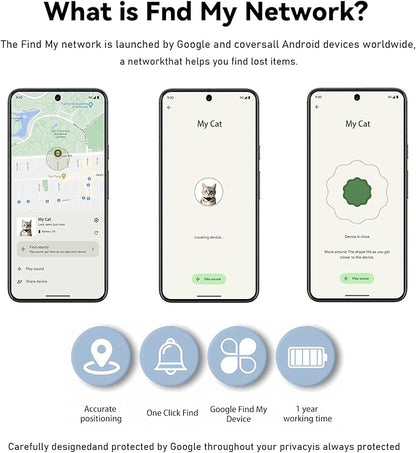GPS Cat Collar Tracker – Bluetooth Pet Locator for Cats | Works with Android & Google Find My Device | Ideal for Pet Parents!