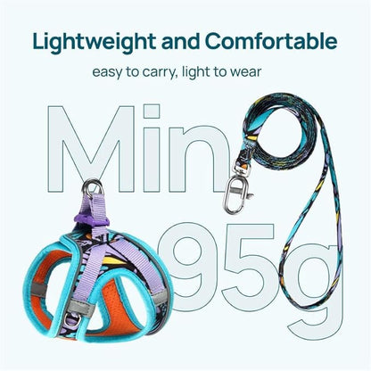 Cat Harness and Leash Set, Step-in Escape Proof Adjustable Vest Harness for Small Medium Large Cats, Lightweight Soft Breathable Reflective Kitten Harness for Walking Travel, Camping(Butterfly, L)