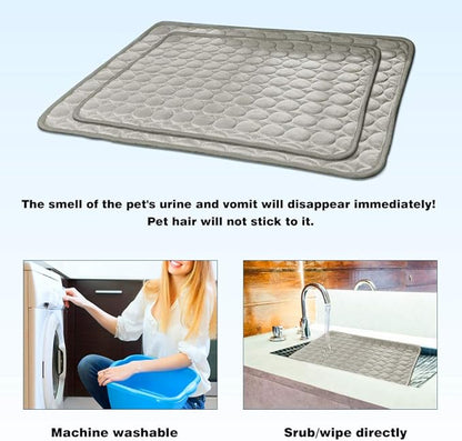 Washable Dog Cooling Mat Ice Silk Cooling Mat for Dogs Pet Self Cooling Pad Blanket Dog Cooling Pad for Indoor & Outdoor Car Seats (Grey, 40x28 in)