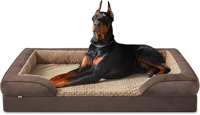 INVENHO Orthopedic Dog Bed for Extra Large Dogs, XXL Egg-Crate Foam Dog Couch with Washable Removable Cover, Waterproof Lining and Nonskid Bottom