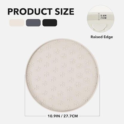 Dog Food Mat - Waterproof Silicone Dog Mat for Food and Water, Pet Food Mat with Edges for Protecting Floors (2Pack Beige)