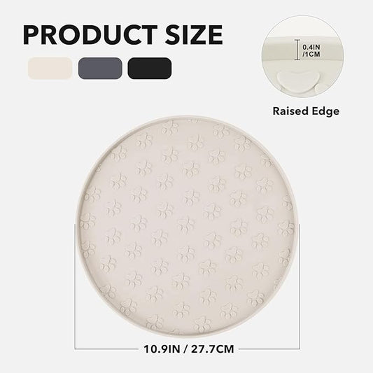 Dog Food Mat - Waterproof Silicone Dog Mat for Food and Water, Pet Food Mat with Edges for Protecting Floors (2Pack Beige)