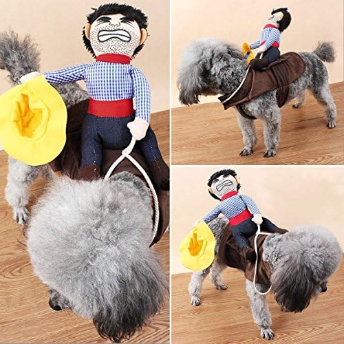 ISMARTEN Cowboy Rider Dog Costume for Dogs Outfit Knight Style with Hat Pet Costume for Halloween Day (Medium) - Image 5