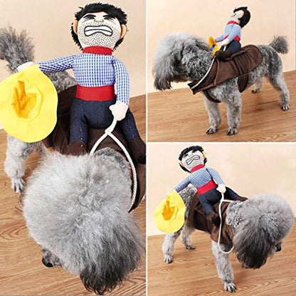 ISMARTEN Cowboy Rider Dog Costume for Dogs Outfit Knight Style with Hat Pet Costume for Halloween Day (Medium) - Image 5