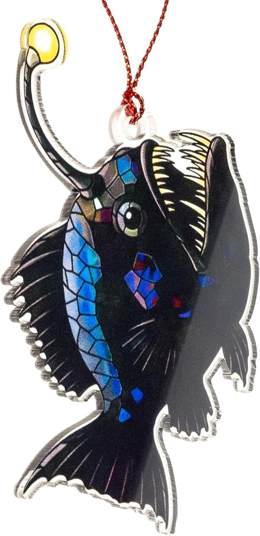 Anglerfish Christmas Ornaments 2025, Unique Fishing Ornaments for Christmas Tree, Sea Gifts for Fisherman Men Women Boys Teens, Inner Light Inspirational Decoration for Holiday Display, Ugly Ornament