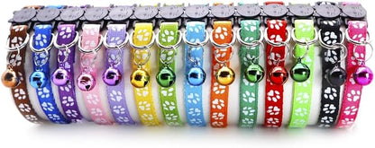 Reflective Cat Collars Breakaway with Bell 2-Pack Girl Boy Pet Kitten Collar with Star Moon Patetrn Adjustable 7.5-12.5 Inch (Orange)