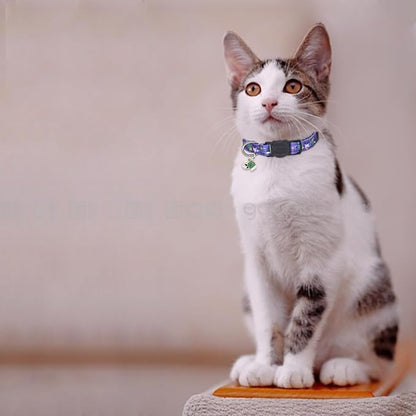 Christmas Cat Collar, Cotton 2 Pack Cat Collar with Bells, Breakaway Collars for Girl Boy Kittens, Santa