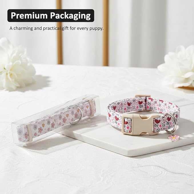 Girl Dog Collar with Unique Purple and Donut Print, Cute Dog Collar for Spring & Summer, Adjustable Pet Collar for Small Dogs