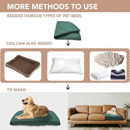 Dog Bed Cover Waterproof Replacement Machine Washable Covers for 41x27 Inch Dog Bed Heavy Duty Scratch Resistant Mattress Protector Pet Bed Cover Only Dark Green