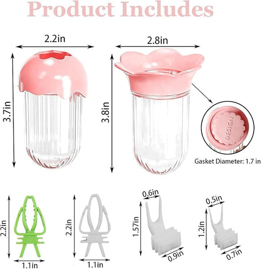 7 PCS Bird Cage Feeder for Vegetable Millet Holder Cage Accessories with Parrot Fruit Forks for Budgie Cockatiel Lovebirds Parrot (Pink)