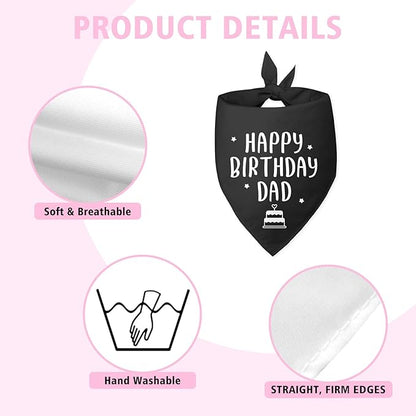 Happy Birthday Dad Dog Bandana for Dogs Black Bandana Funny Birthday Photo Prop Pet Scarf Accessories for Pet Dogs Lovers
