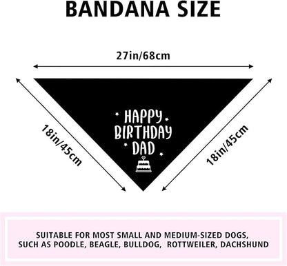 Happy Birthday Dad Dog Bandana for Dogs Black Bandana Funny Birthday Photo Prop Pet Scarf Accessories for Pet Dogs Lovers
