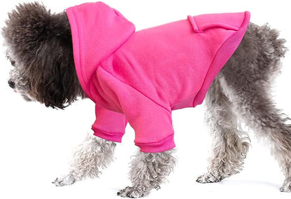 Jecikelon Winter Dog Hoodie Sweatshirts with Pockets Warm Dog Clothes for Small Dogs Chihuahua Coat Clothing Puppy Cat Custume (Rose red, X-Large)
