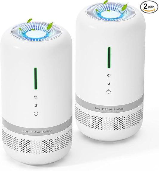 Air Purifiers for Home,H13 HEPA Small Air Purifier for Room up to 960ft²,Air Purifiers for Home Pets,Odor,Dust,Quiet Air Cleaner for Office,Living Room,Bedroom,White 2 Pack