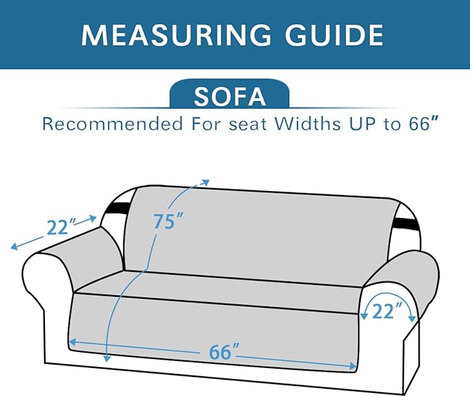 H.VERSAILTEX Reversible Sofa Slipcover Furniture Protector Water Resistant 2" Elastic Straps Sofa Cover Couch Covers Pets Kids Fit Sitting Width Up to 66" (Sofa: 75" x 110", Cameo Blue/Beige)