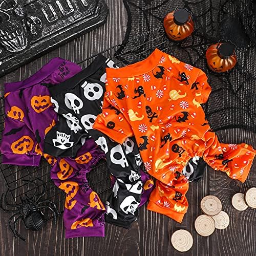 Weewooday 3 Pieces Dog Jumpsuit Skull Pumpkin Pet Pajamas Romper Puppy, L - Image 3