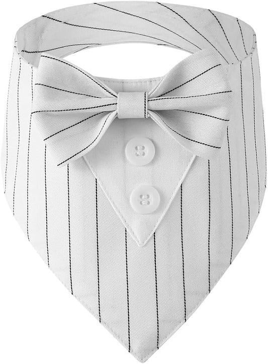 Dog Tuxedo, Adjustable Formal Wedding Outfit Bandana Dog Tux Collar with Bow Tie, Pet Birthday Valentines Outfit Cosplay(Large)