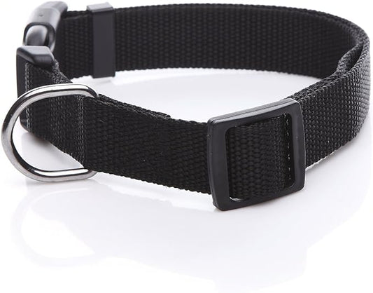 Adjustable Nylon Dog Collar, pet Collar 1 Inch 3/4 Inch 5/8 Inch Wide, for Large Medium Small Dogs（3/4 Inch,Black）
