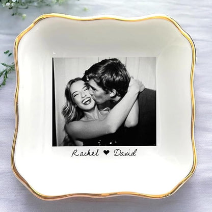Custom Photo Ring Dish, Personalized Couple Portrait Picture Trinket Tray, Engagement Ring Dish, Wedding Jewelry Tray Keepsake Valentines Gift for Her Him Wife Husband