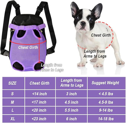 FEimaX Dog Carrier Backpack Pet Legs Out Front Cat Travel Bag, Adjustable Puppy Backpacks Carriers Hands-Free for Small Medium Dogs Cats Hiking Traveling Camping Daily Walking