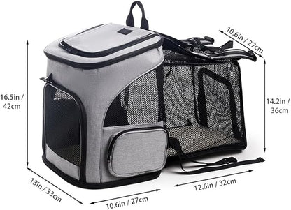 Expandable Cat Carrier Backpack, Large Soft Airline Approved Collapsible Pet Bag for Small Dogs Puppies Medium Cats, Breathable Portable Travel Bags for Camping