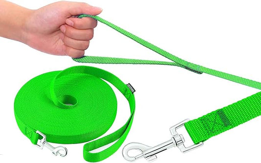 AmaGood Dog/Puppy Obedience Recall Training Agility Lead-15 ft 20 ft 30 ft 50 ft Long Leash-for Dog Training,Recall,Play,Safety,Camping (50feet, Green)