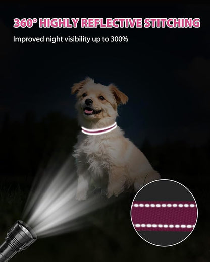 Joytale Small Dog Collar, Reflective and Adjustable Nylon Collar with Quick-Release Buckle, Lightweight No-Choke Design for Small Dogs, Hotpink, 5/8" Width