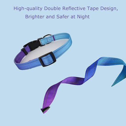 Roses&Poetry Reflective Dog Collar with Gradient Violet, Adjustable Durable Pet Collars for Small Medium Large Dogs (Violet-S)