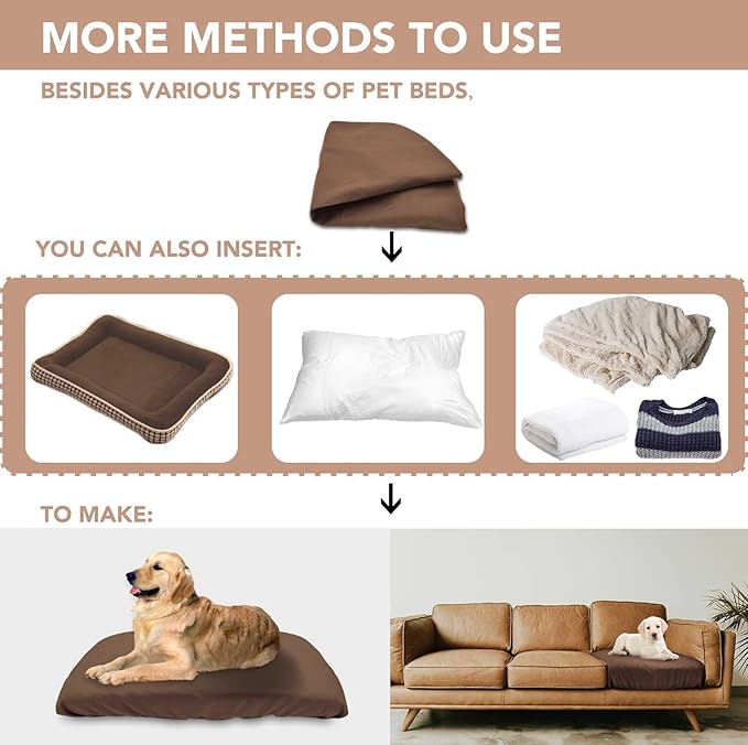 Dog Bed Cover Waterproof Replacement Machine Washable Covers for 20x15 Inch Dog Bed Heavy Duty Scratch Resistant Mattress Protector Pet Bed Cover Only Brown