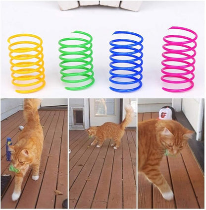 Andiker Interactive Cat Spiral Creative Spring Toy to Kill Time and Keep Fit, Sturdy and Heavy Plastic for Swatting, Biting, Hunting Kitten Toys, Colorful, 12 pcs
