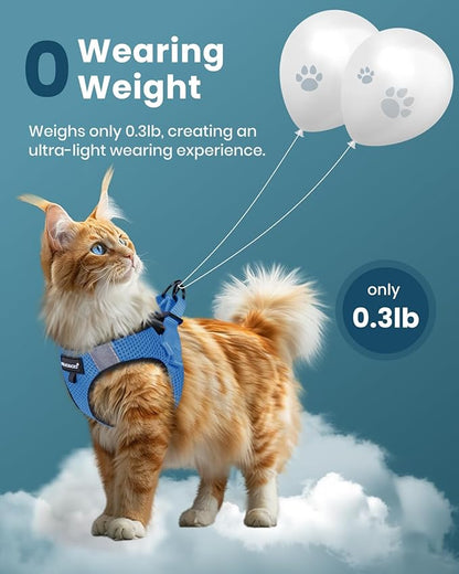 FAYOGOO Cat Harness, Cat Leash and Harness Set for Walking Escape Proof, Harness for Small Cats/Small Dogs, Large Kitten/Puppy Harness and Leash, Harness for Cats S-XXL(Tranquil Teal, XX-Large)