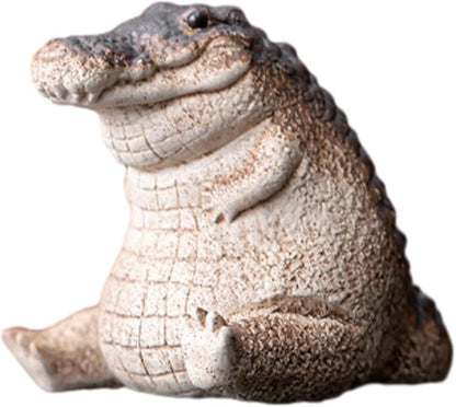 Mini Alligator Baby Statue Ornament, Cute Resin Crocodile Figurine, Tea Pet Alligator Sculpture, Animal Statue for Indoor Outdoor Home Garden Decoration, Animals & Crocodile Lovers