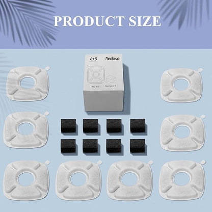 24 Pcs Cat Fountain Replacement Filters：12 Pack Replacement Filters with 12 Pack Pre-Filter Sponges, Pet Fountain Filter Fit for 95oz/2.8L Automatic Pet Fountain Cat Water Fountain