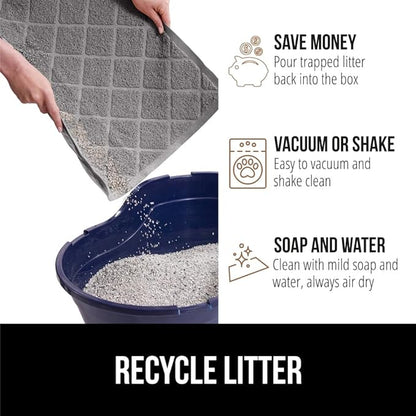GORILLA GRIP Cat Litter Box Mat, 40x28, Water Resistant, US Designed Kitty Litter Trapping Mats, Easy to Clean, Scatter Control, Less Mess and Clean Floors, Kitten Supplies for Indoor Cats, Grey