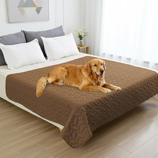 Ameritex Waterproof Pet Bed Cover Anti-Slip Dog Bed Blanket for Sofa and Furniture Waterproof New Pattern Design (Camel, 82x120 Inch (Pack of 1))