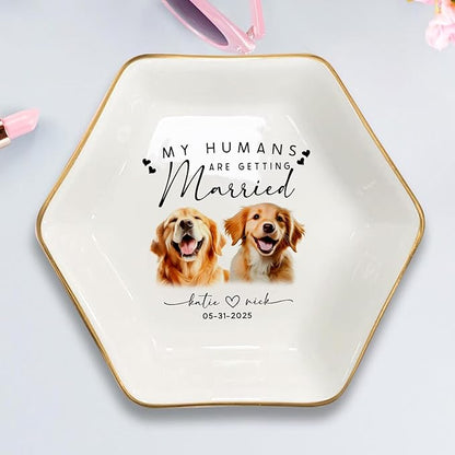 Custom Pet Portrait Watercolor Ring Dish, My Humans Are Getting Married Jewelry Tray, Ring Dish Engagement Gift for Newly Engaged Wedding Gift for Wife Her Fiance Bestie Bride To Be Newlyweds