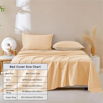 DUJUIKE Waterproof Bed Cover for Dog and Cats,Pet Hair Resistant Bed Sheet Cover, Protective Bed Liner Cover with 100% Waterproof Breathable Thin Fabric (Apricot Yellow, King 98 * 90 inch)